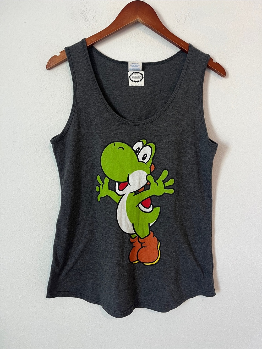 Nintendo Mario Yoshi Gray Graphic Tank Top